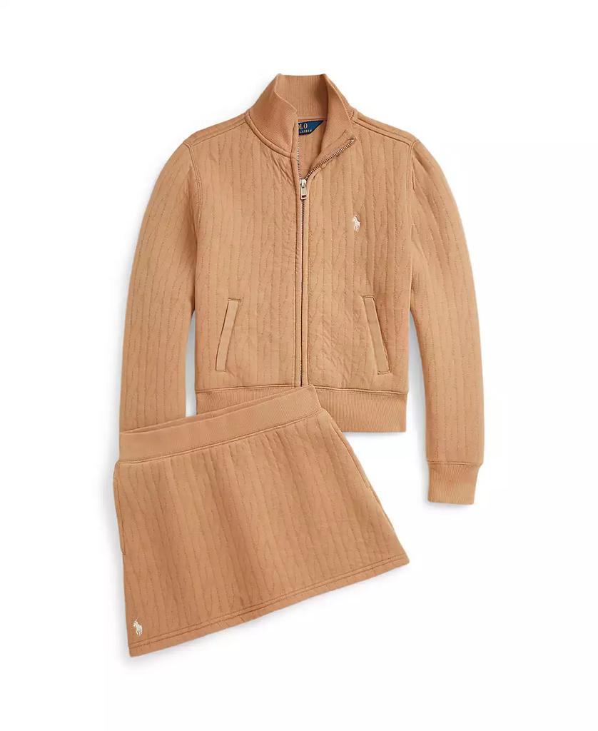 Ralph Lauren Girls 7-16 Collar Quilted Cable-Motif Jacket