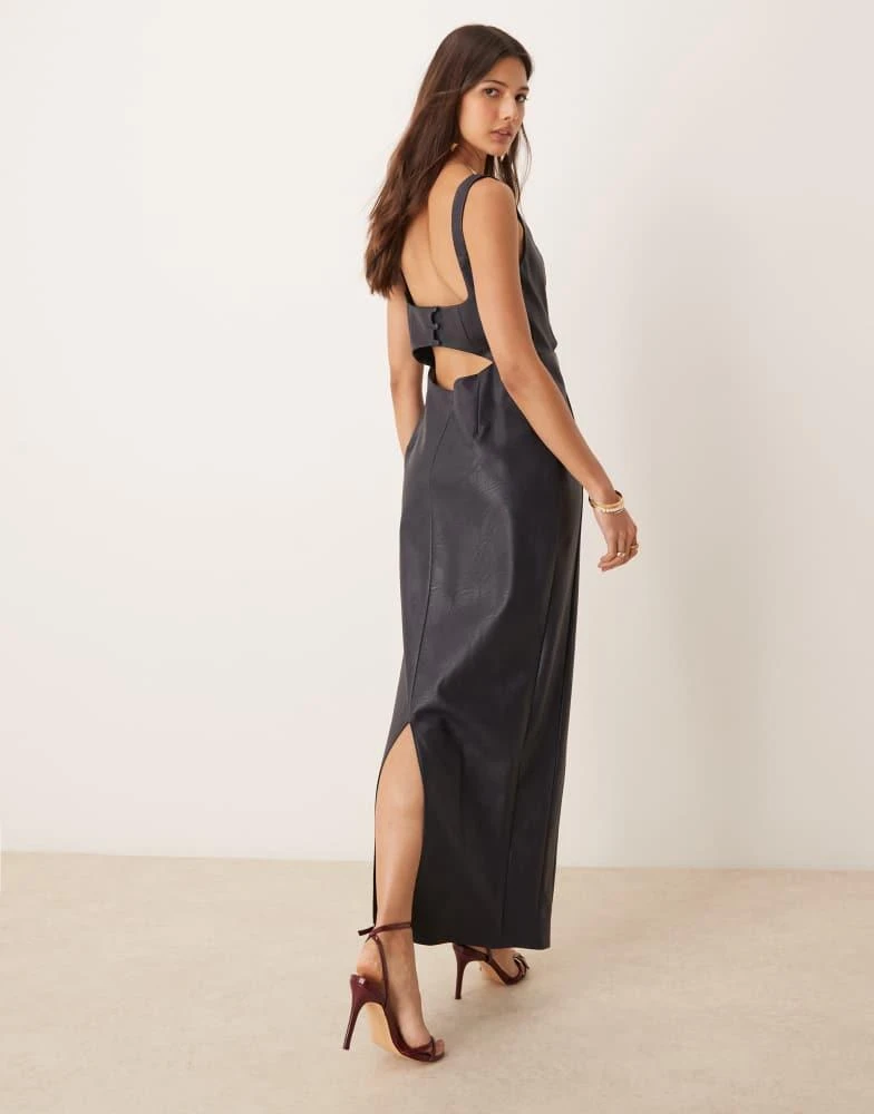 Shop ASOS DESIGN square neck PU pencil maxi dress with cut out in midnight  blue on Sale at BeyondStyle  Get 80% Off ASOS DESIGN square neck PU pencil  maxi dress with