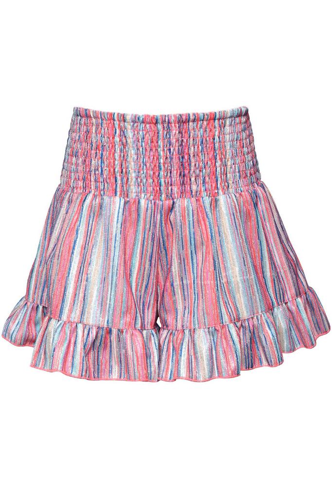 Hannah Banana Hannah Banana - Girl's Glitter Stripe Shorts with Smocked Waist