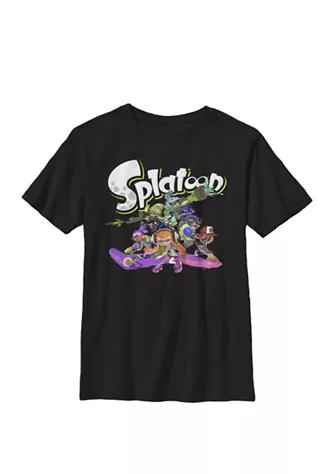 Nintendo Boys Splatoon Logo Teams Group Shot Crew T Shirt