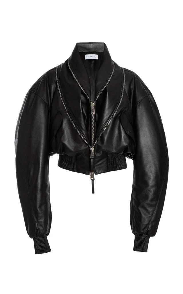 Givenchy Givenchy Layered Leather Bomber Jacket - Moda Operandi 1