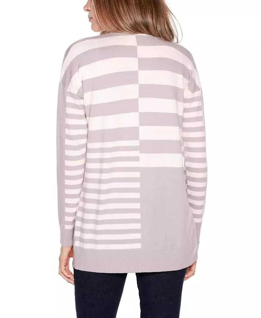 Belldini Women's Black Label Colorblocked Open-Front Cardigan Sweater 5
