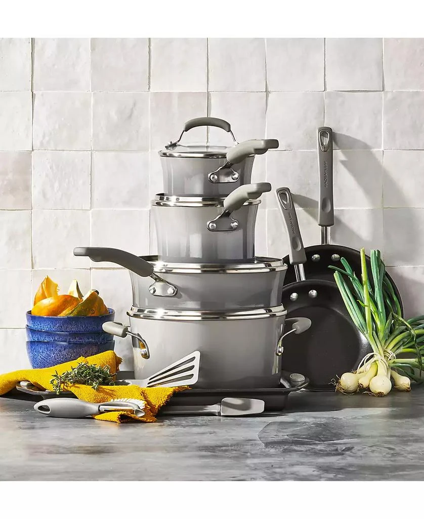 Rachael Ray Classic Brights Hard Enamel Aluminum Nonstick Cookware Set, 14-Piece 12