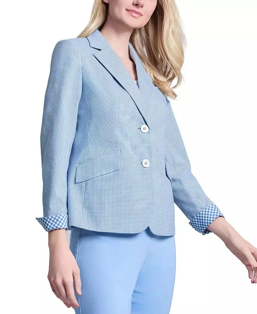 JONES NEW YORK Women's Notched-Collar Gingham Blazer Jacket 3