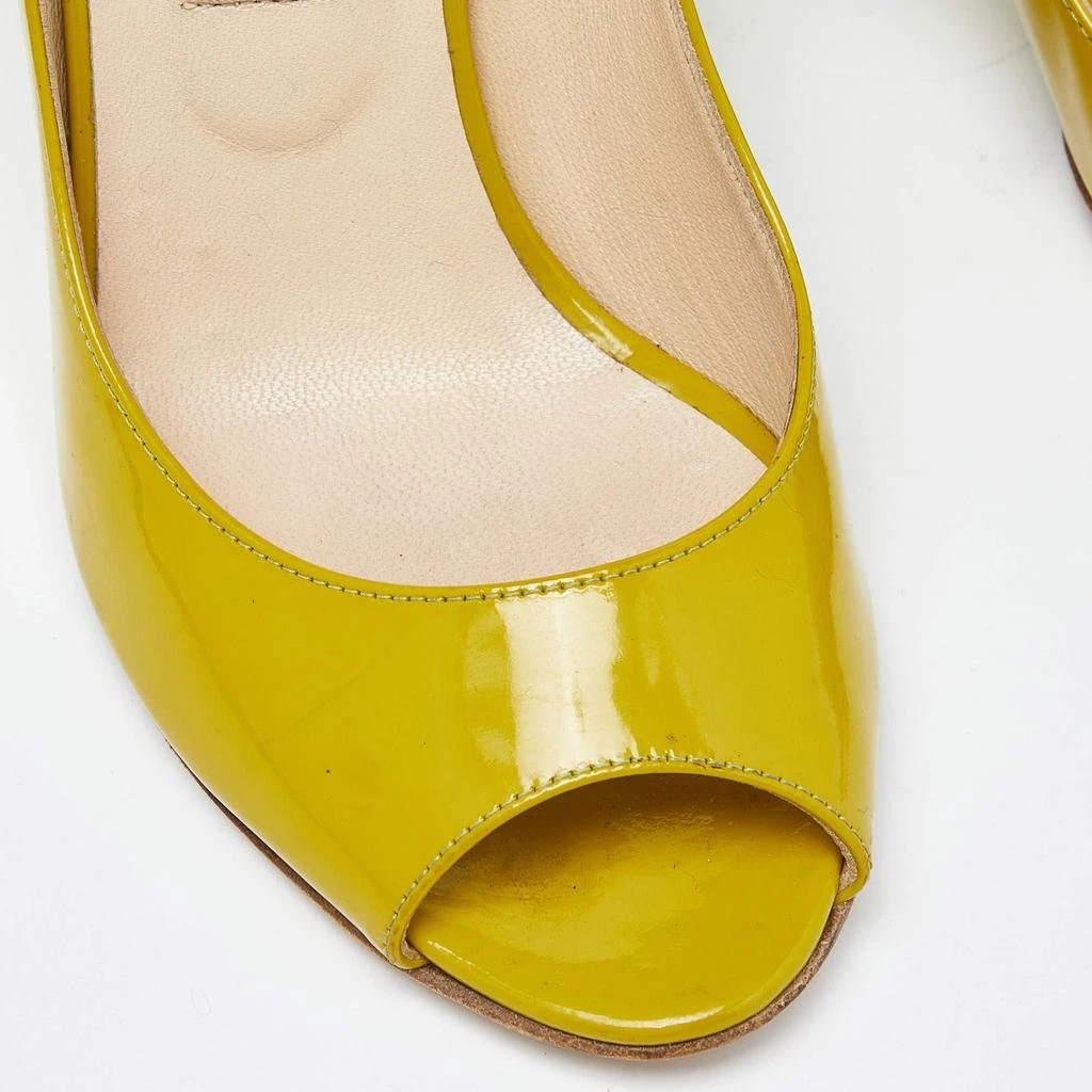 Jimmy Choo Jimmy Choo Yellow Patent Leather Baxen Peep Toe Wedge Pumps 36 7