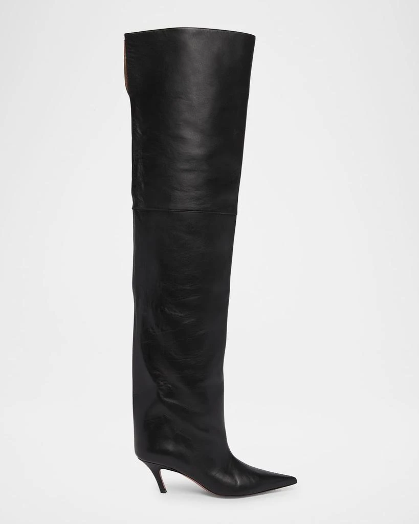 Amina Muaddi Fiona Leather Over-The-Knee Boots 1