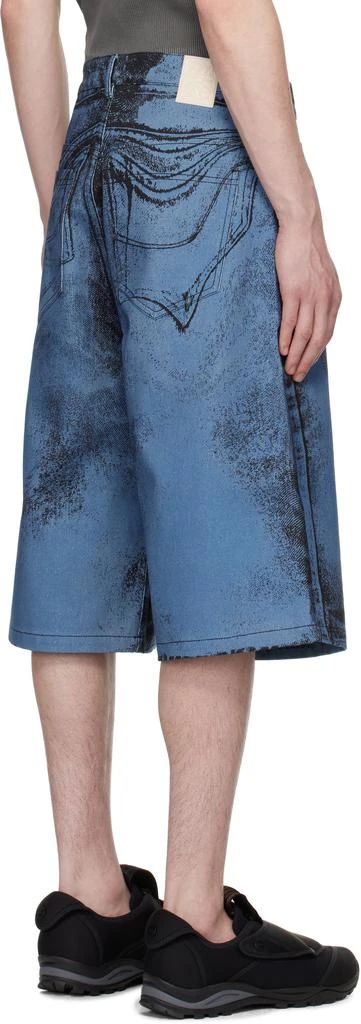 CAMPERLAB Black & Blue Distorted Print Denim Shorts 3