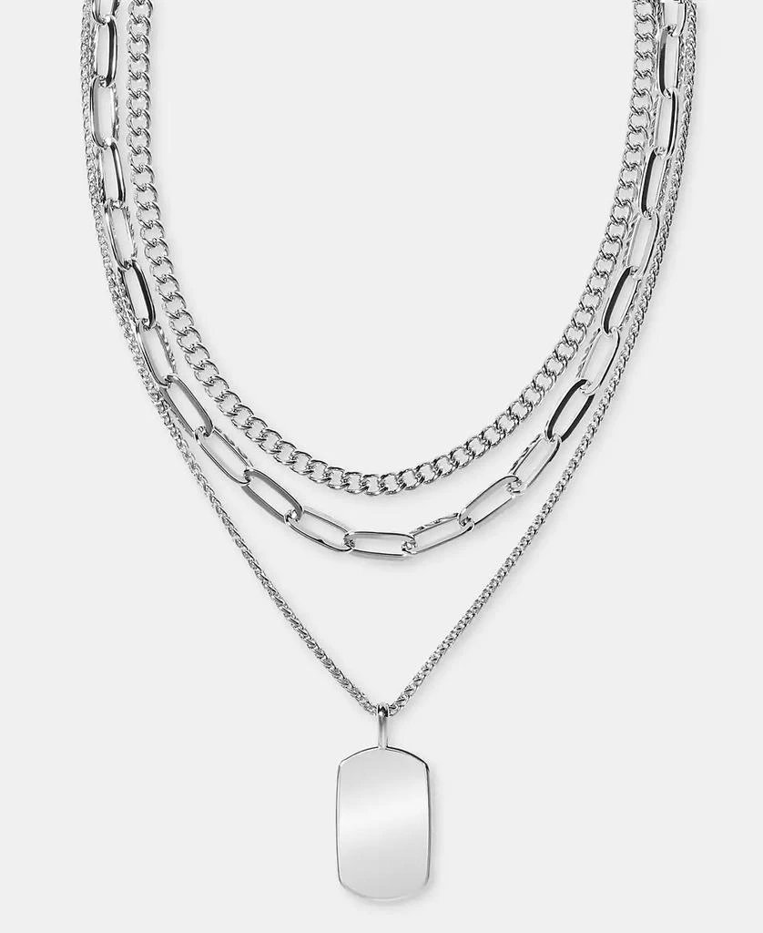 On 34th Silver-Tone Layered Dog Tag Pendant Necklace, 16" + 2" extender, Macy
s Exclusive