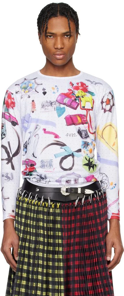 CHOPOVA LOWENA White 'What's In My Bag' Fitted Jersey T-shirt 1