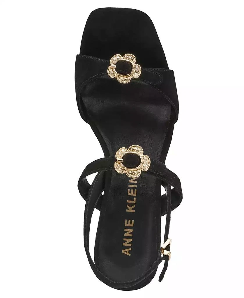 Anne Klein Women's Felipa Flower Embellished Block Heel Dress Sandals 4