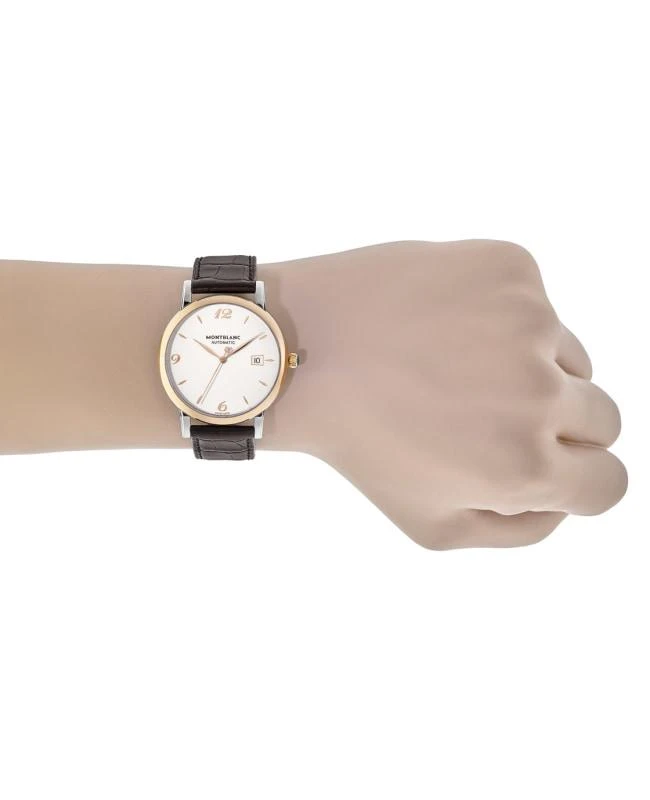 MontBlanc Montblanc Star Classique Automatic Gold Bezel Silver Dial Leather Strap Men's Watch 112145 2
