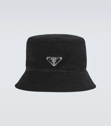 Prada Logo cotton corduroy bucket hat 1