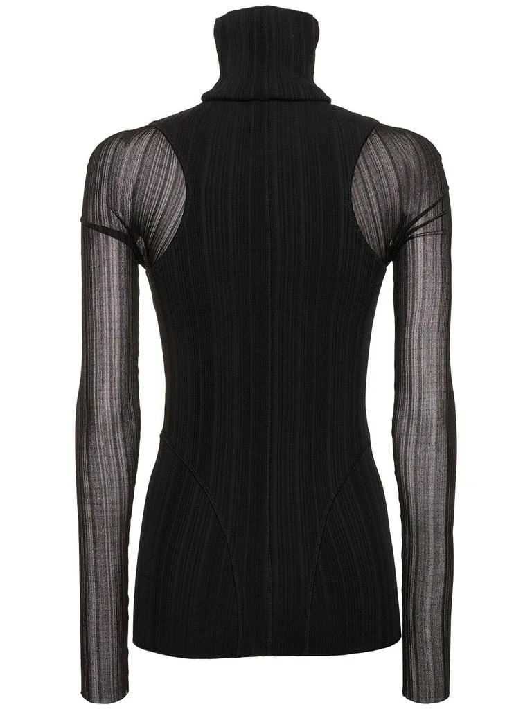 MUGLER Plissé Rib Knit Long Sleeve Top 4