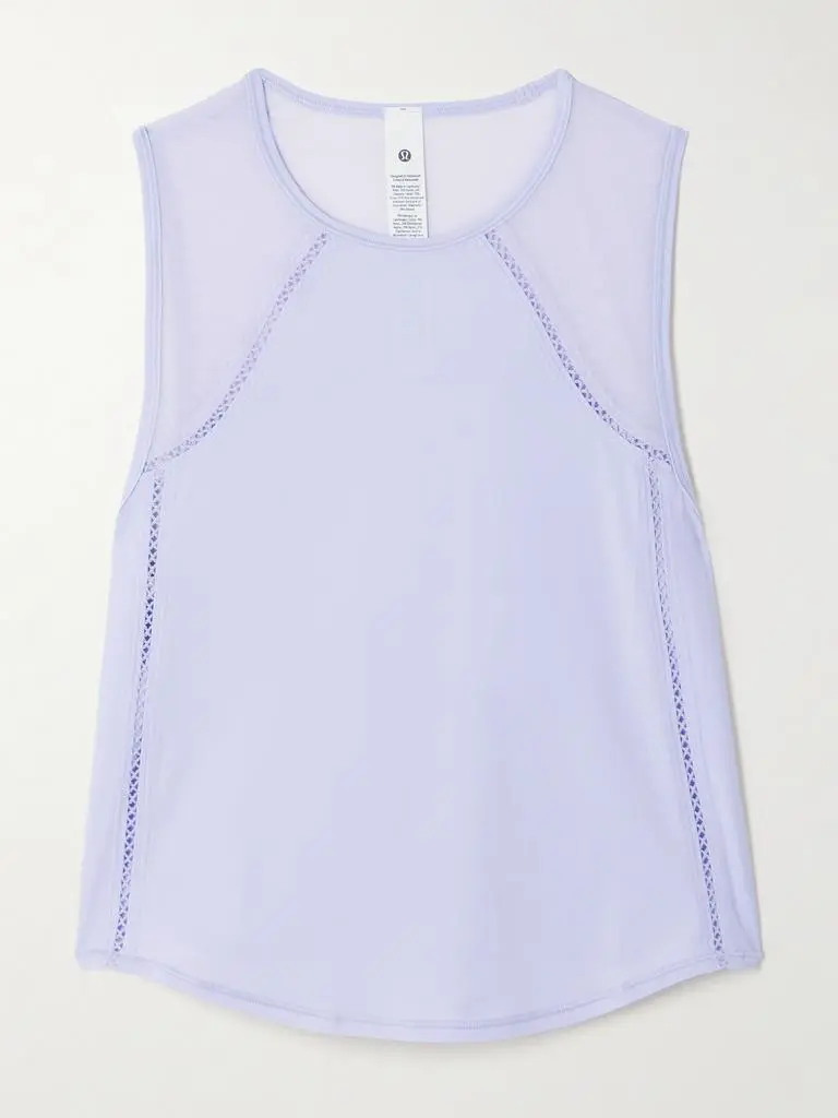 Lululemon Sculpt Lace-trimmed Stretch-jersey And Mesh Tank - Lavender - US0