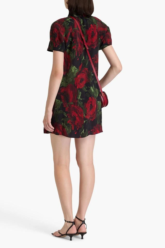 Alice + Olivia Floral-print cupro-twill mini shirt dress 3