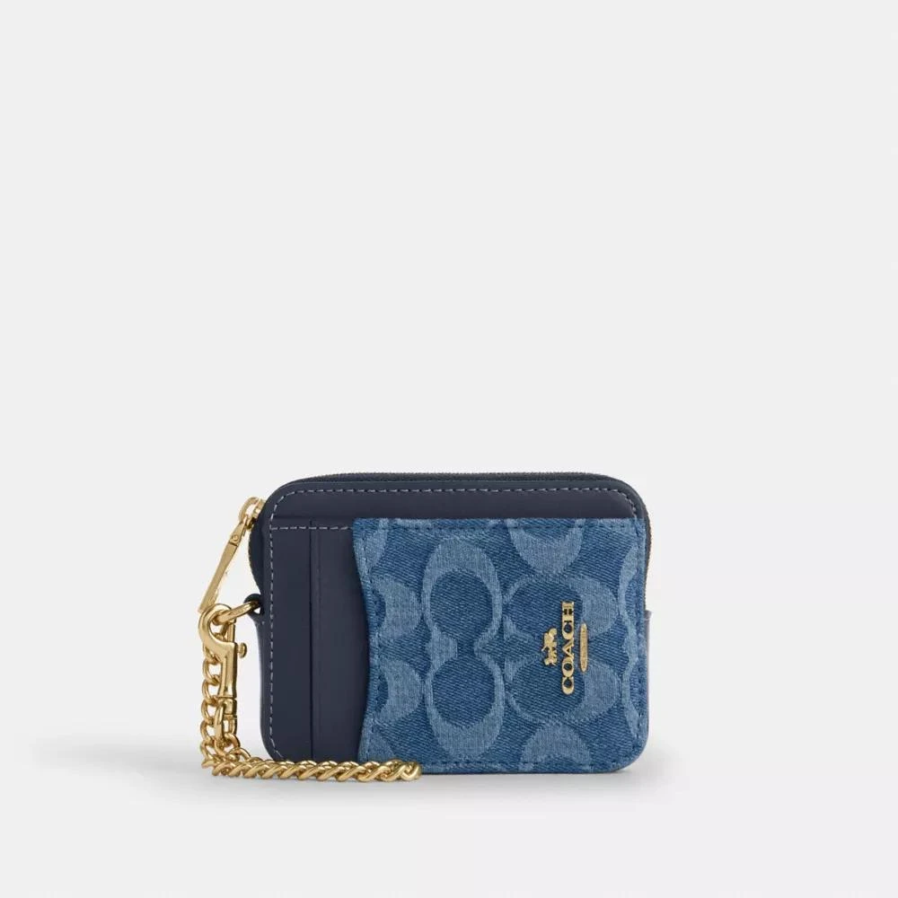 Coach Zip Card Case In Signature Denim