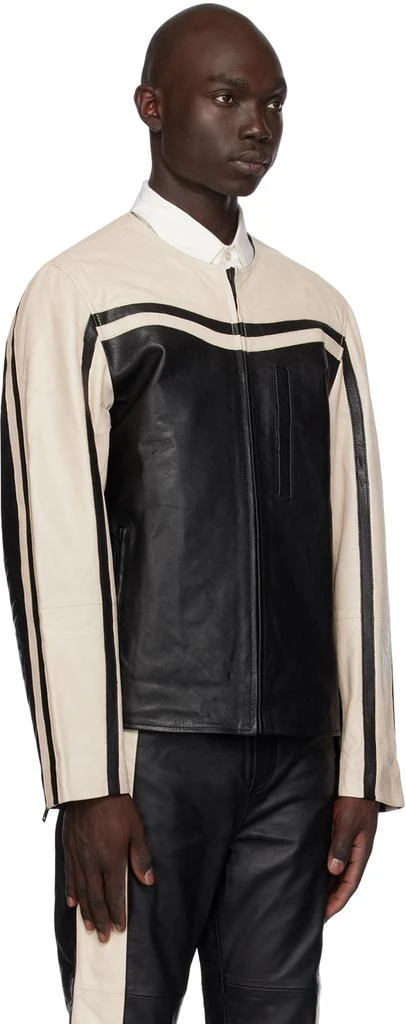 Deadwood Black & Off-White Racer Leather Jacket 2