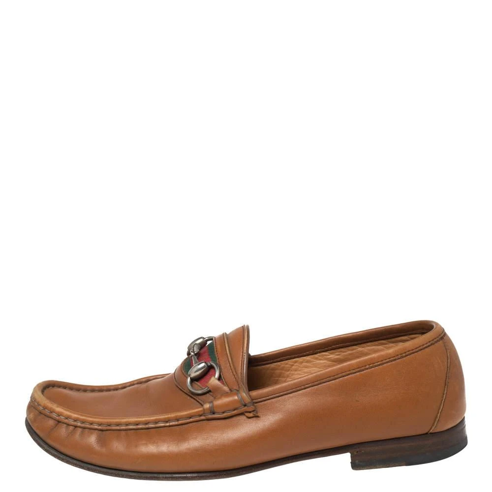Gucci Gucci Brown Leather Web Horsebit Loafers Size 41.5 2