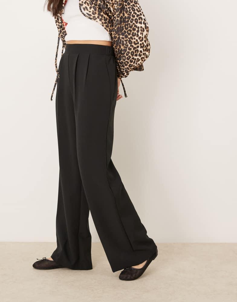 New Look New Look pull on wide leg trouser in black