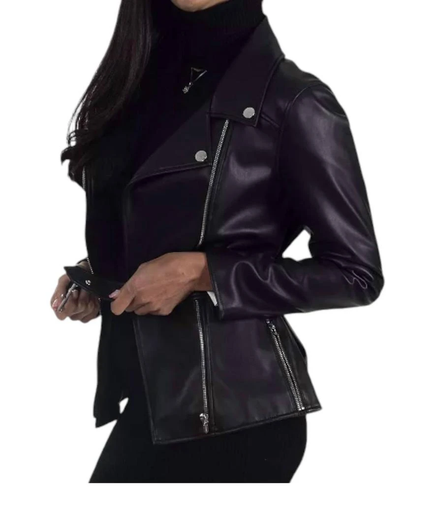 Nine West Faux Leather with Belt Biker Jacket 2