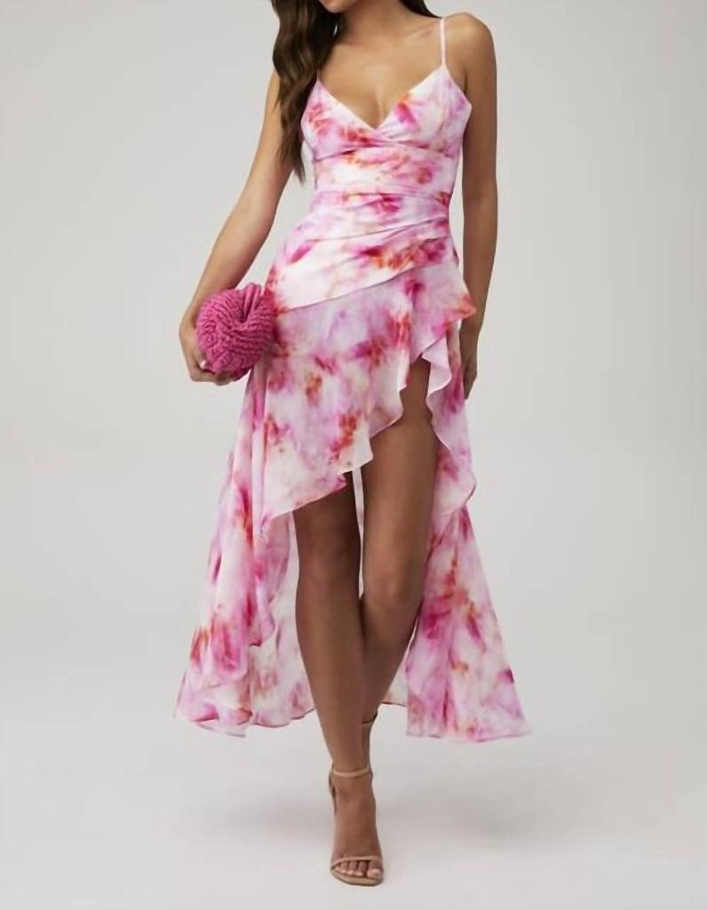 Bardot Sorella Printed Midi Dress In Pink Tie Dye