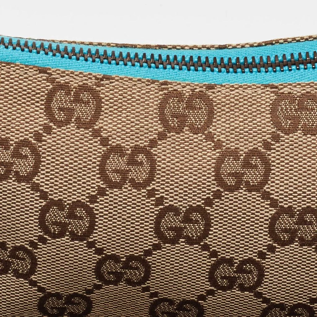 Gucci Gucci Beige/Blue GG Canvas and Leather Baguette Bag 6