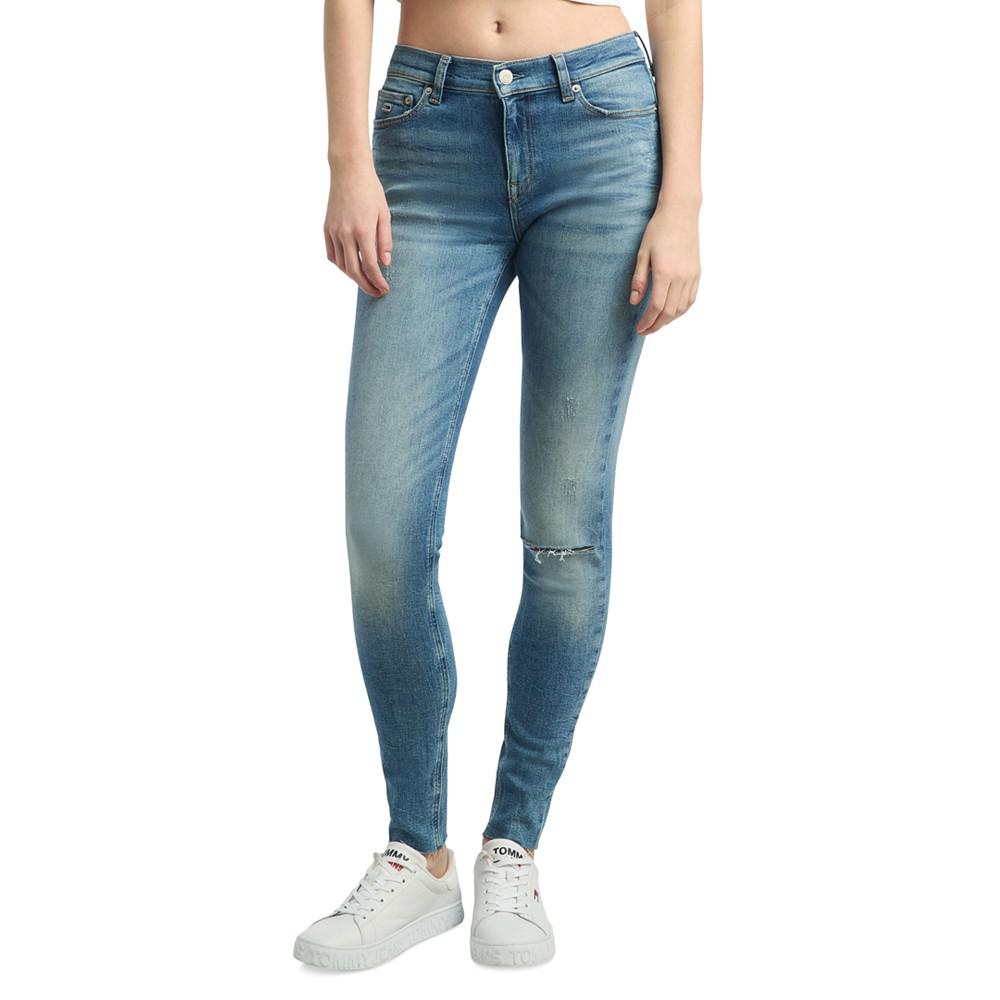 Tommy Jeans Women's Nora Mid-Rise Distressed Skinny Jeans