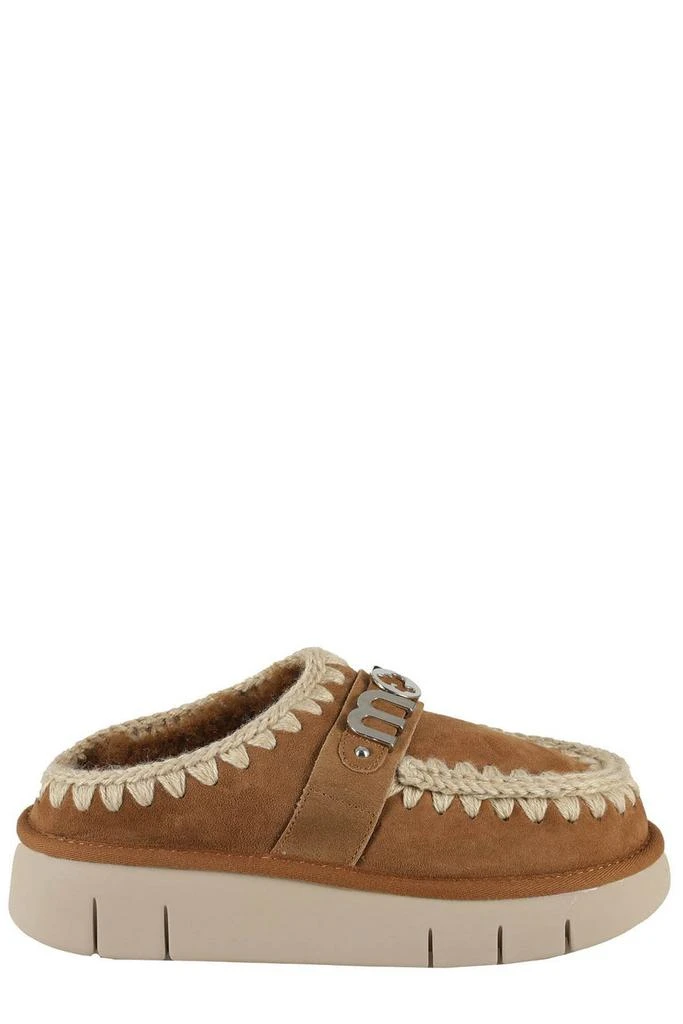 Mou Mou Logo-Lettering Round-Toe Slippers 1