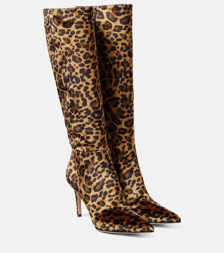 Gianvito Rossi 85 leopard-print velvet knee-high boots 1