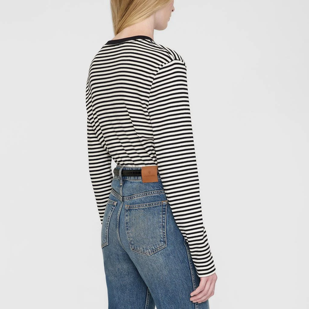 ANINE BING Alessia Striped Stretch-Cotton T-Shirt 2