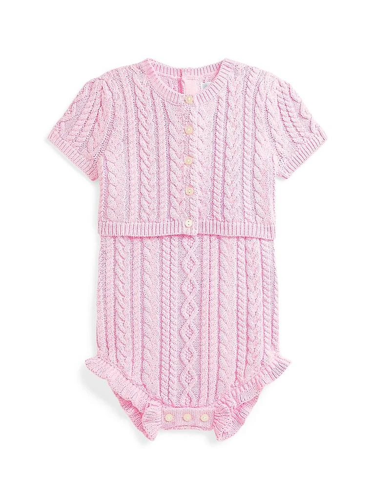 Ralph Lauren Baby Girl's Cable-Knit Shortall &amp; Cardigan Set 1