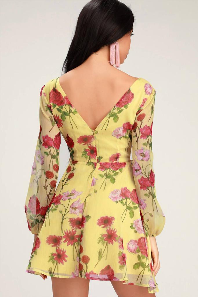 BB Dakota Bb Dakota - Botanical Bae Floral Print Long Sleeve Dress