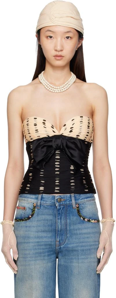 Valentino Black
Off-White Chiffon Plusdepois Print Top