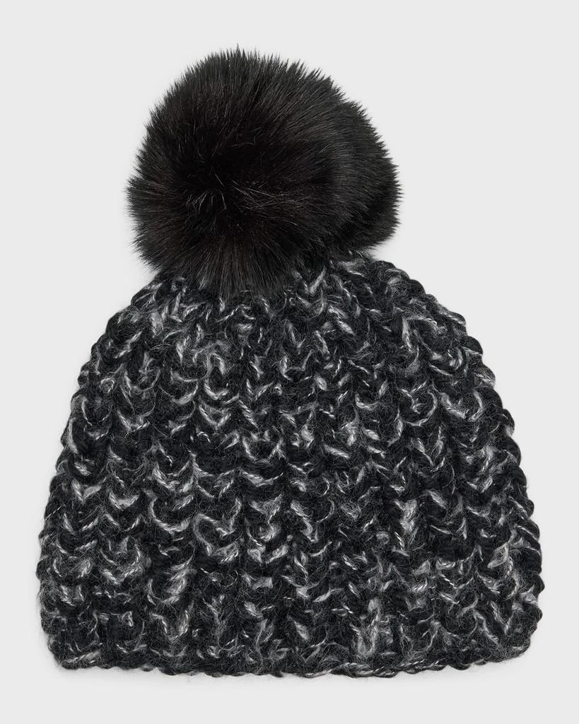 Surell Accessories Chunky Crochet Knit Beanie With Faux Fur  display picture 1