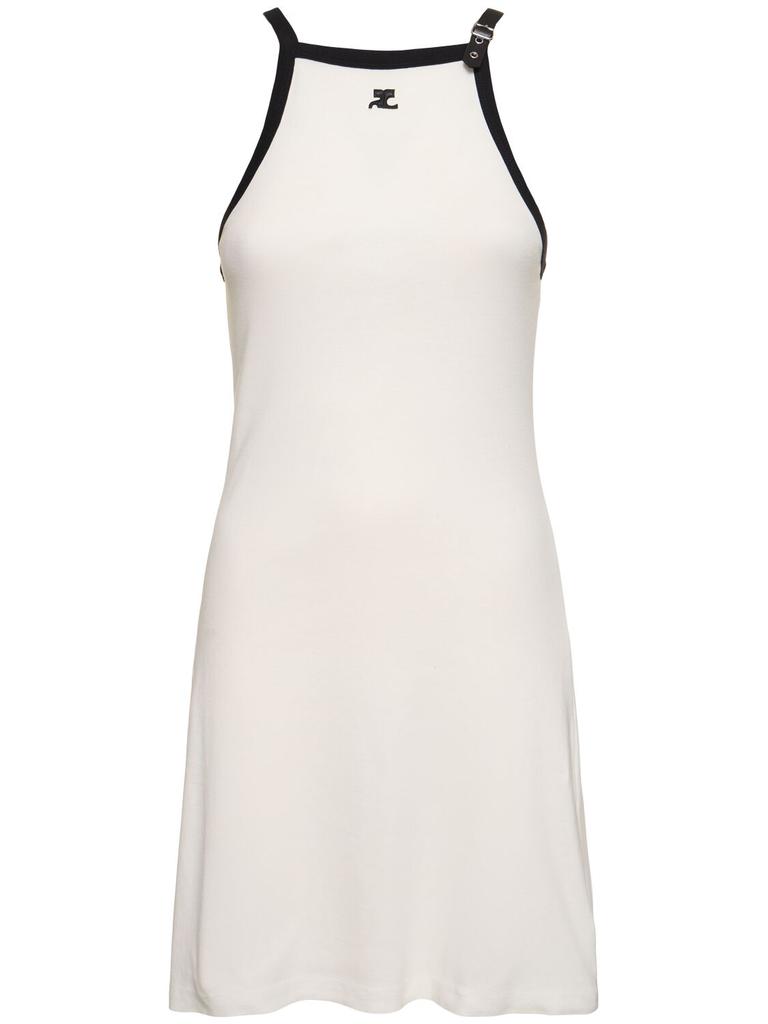 courreges Buckle Contrast Cotton Mini Dress - Dresses