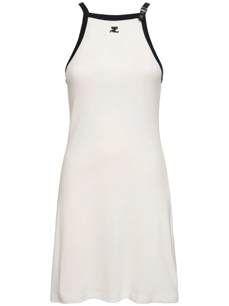 courreges Buckle Contrast Cotton Mini Dress 1