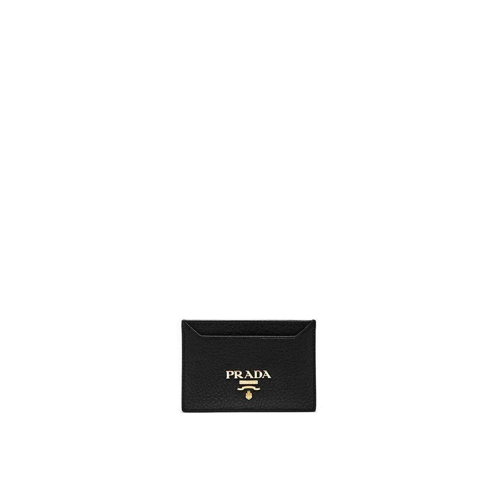 Prada Logo Leather Card Women's Holder 1