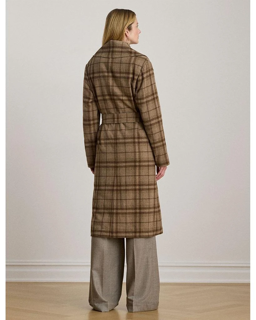 Ralph Lauren Plaid Wool Blend Twill Wrap Coat 3