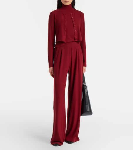 Leset Lauren pleated jersey wide-leg pants 7