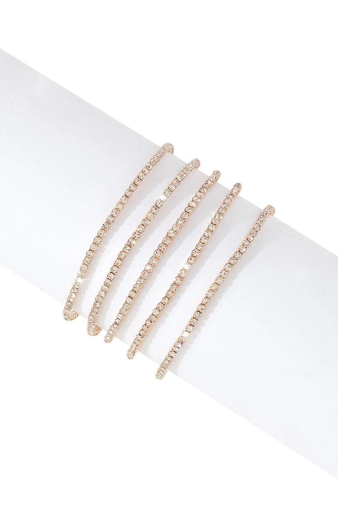 ADORNIA Set of 5 Crystal Tennis Stretch Bracelets