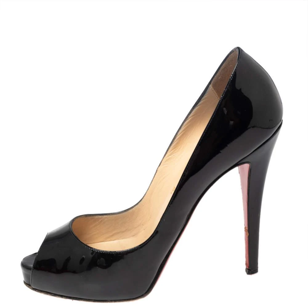 Christian Louboutin Christian Louboutin Black Patent Leather Very Prive Peep Toe Platform Pumps Size 38 2