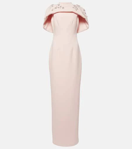 Safiyaa Embellished caped crêpe gown 1