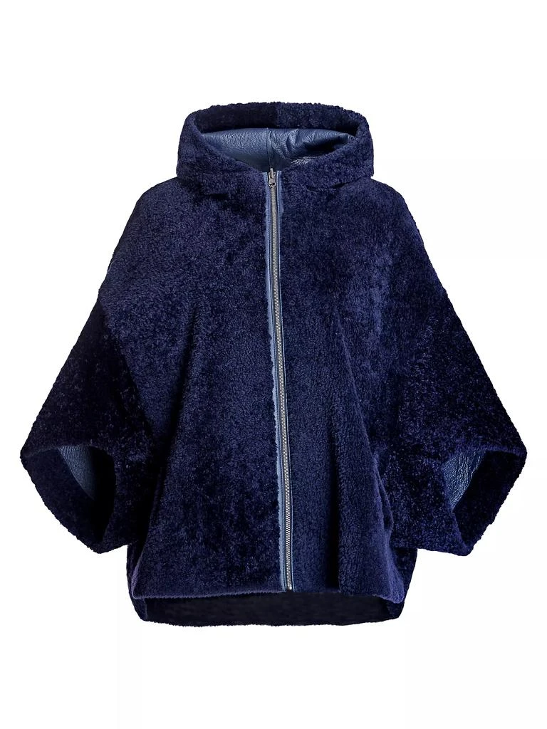 Maximilian Reversible Hooded Shearling Cape 1