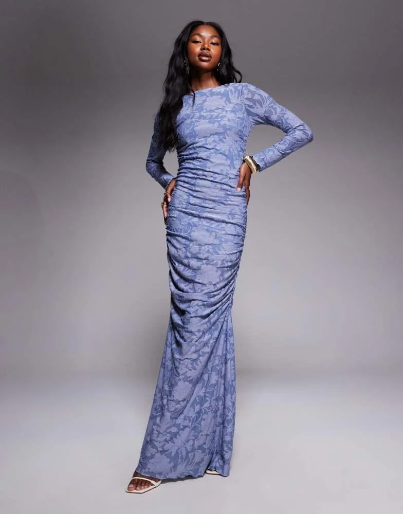 Shop ASOS DESIGN devore long sleeve ruched maxi dress in bright blue on Sale at BeyondStyle Get 10% Off ASOS DESIGN devore long sleeve ruched maxi dress in bright blue with Shop ASOS DESIGN devore long sleeve ruched maxi dress in bright blue on Sale at BeyondStyle Get 10% Off ASOS DESIGN devore long sleeve ruched maxi dress in bright blue with