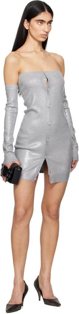 MM6 Gray Plastified Knit Minidress 4