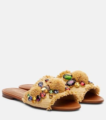 Dolce
Gabbana Embellished raffia-effect slides 1