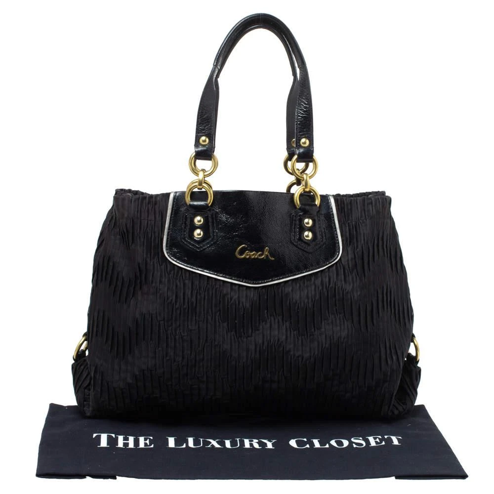 Coach Coach Black Pleated Satin and Patent Leather Tote 9