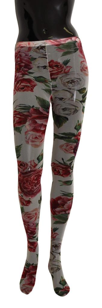 Dolce & Gabbana Dolce & Gabbana White Floral Print Stockings Nylon Tights