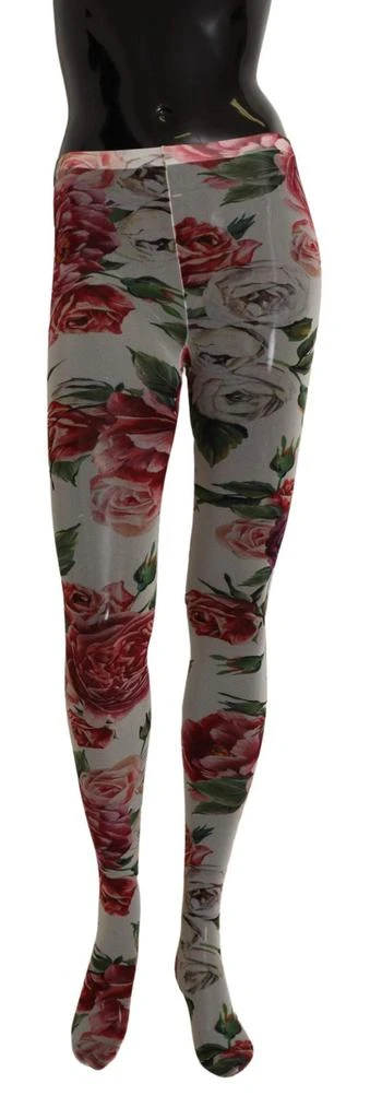 Dolce & Gabbana Dolce & Gabbana White Floral Print Stockings Nylon Tights 1