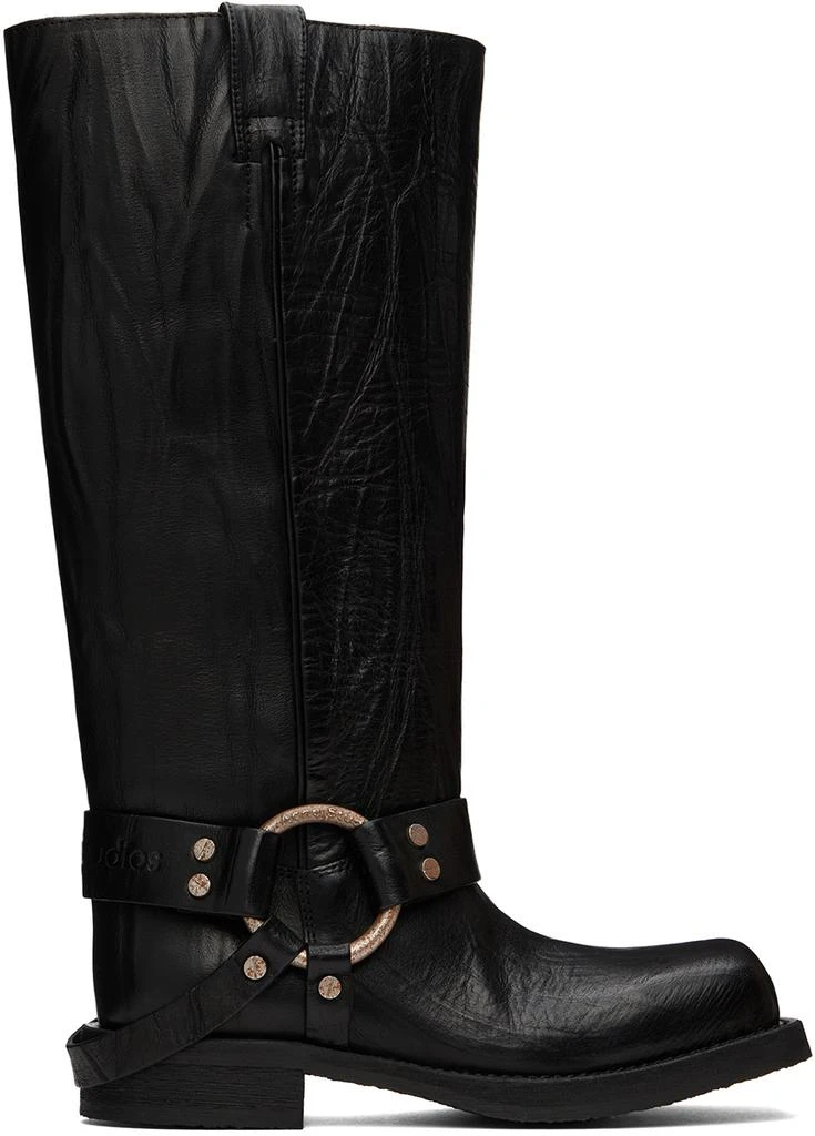 Acne Studios Black Leather Buckle Tall Boots 1